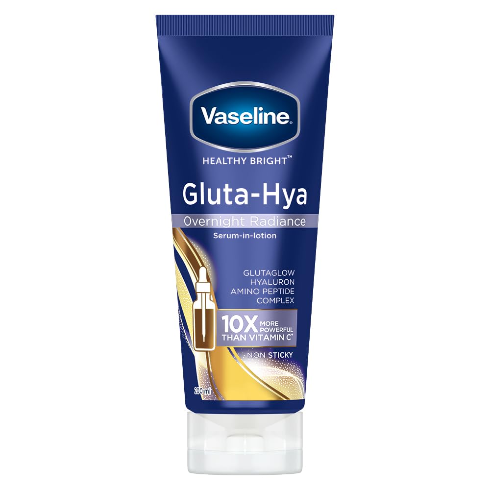 لوسیون ترمیم کننده و درخشان کننده شبانه گلوتا هیا وازلین - 300میل - Vaseline