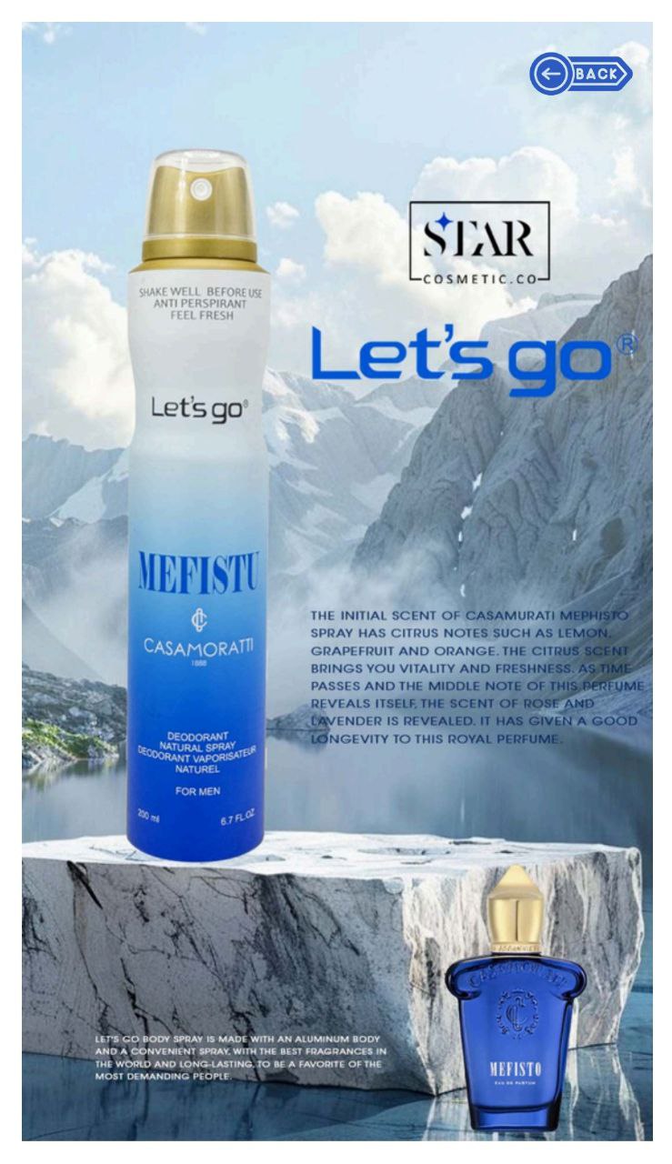 اسپری دئودورانت عطری لتز گو - رایحه های مختلف - 200 میل - Lets Go