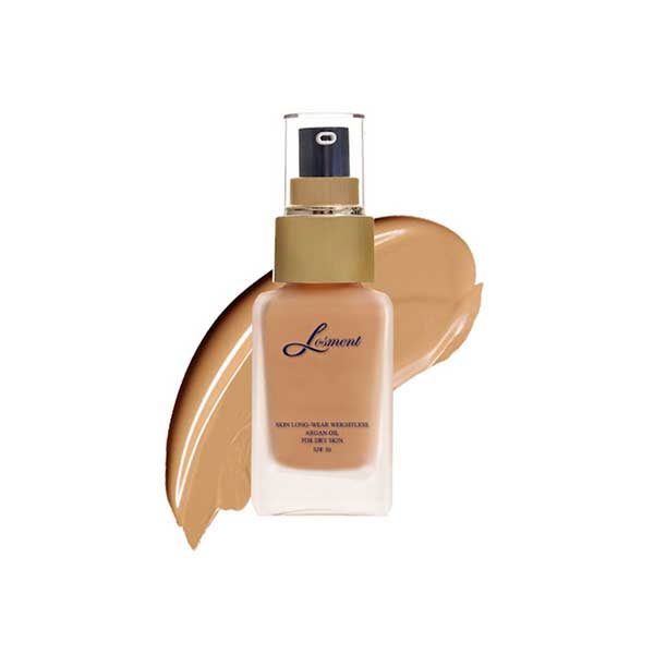 کرم پودر پمپی حاوی روغن آرگان لوسمنت - 30 میل با ضد آفتاب SPF30 - رنگبندی - Losment