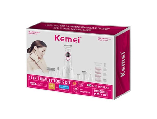 مو زن 11 تکه بدن زنانه(تريمر) شارژي کيمي KM-7101 - Kemei